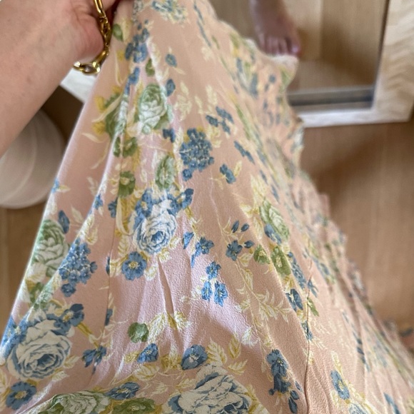 Zara Floral Maxi Dress with V Back, Rolled Shoulder detail - Picture 7 of 10